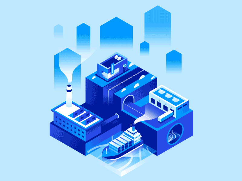 Data Analyst Animation gif gradient illustration isometric stack