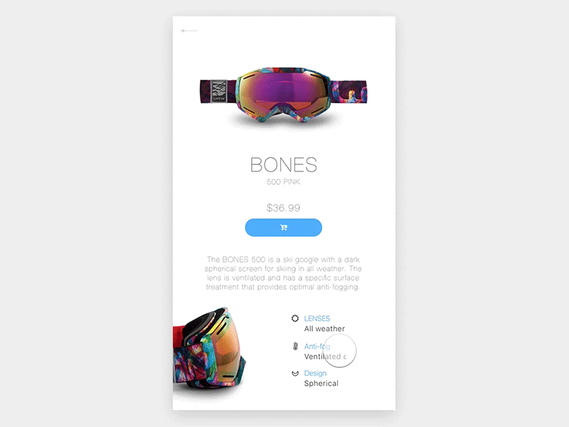 Goggles animation interaction ios origami ui