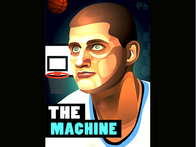 "The Machine" basketball joker machine nba nikola jokic portrait poster sports the son of toza vector art