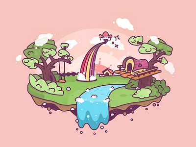 Cupid Game Scene background game house illustration playground scene tree valentines