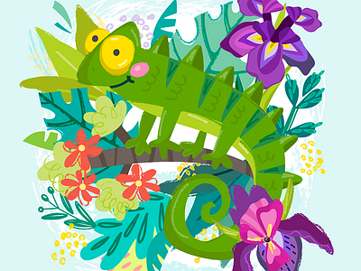 Charming Chameleon chameleon character happy marushabelle spring tropical