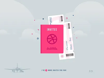 2 Dribbble Invitation!! blue dribbble invitation dribbbler flat design google material infographic invitation passport pink player ticket vector