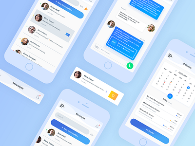 Health App message screens app calendar chat clean interface ios message mobile notification user