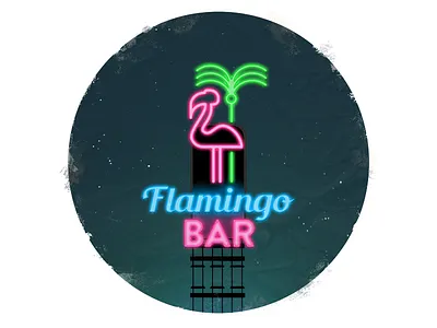 Flamingo Bar 80s 90s bar biker bling cyberpunk drinks glamour neon night posh videogame
