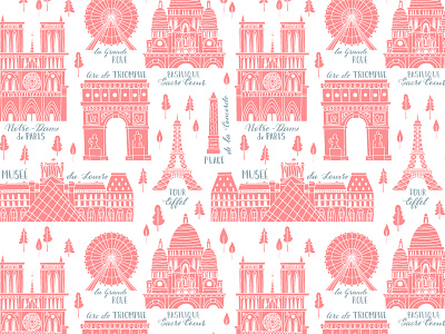 Paris Seamless Pattern drawing eiffel france illustration paris pattern seamless sightseeing sketch tower travel vector