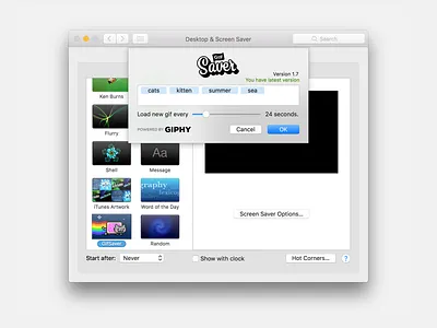 GifSaver | Gif screensaver for macOS giphy mac macos objective c screensaver ui ux xcode