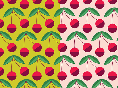 Cherries w chartreuse option atx austin chartreuse cherries fruit pattern repeat repeat pattern surface pattern textile design