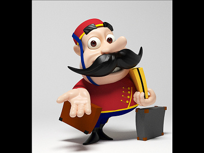 Bellboy 3d 3dsmax cartoon char character freelance model sculpt vray zbrush