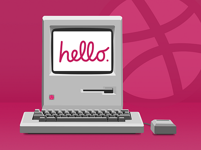 Hello, Dribbble debut dribbble illustration macintosh