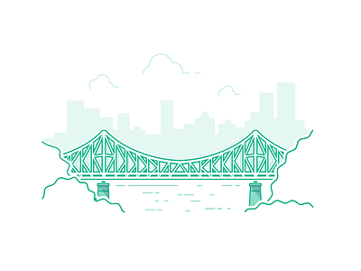 Brisbane! bridge icon illustration line art