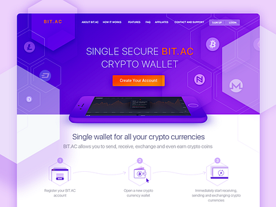 Bitac lend bitcoin services change crypto currency interface landing material design ui ux web design