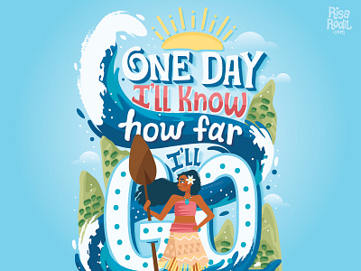 How Far I'll Go character design disney flat design hand lettering illustration lettering moana nature ocean sea typography water