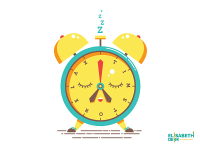 Time To Relax alarm clock clock relax screen print screenprint sleeping turquoise vector vector illustration vectorillustration yellow