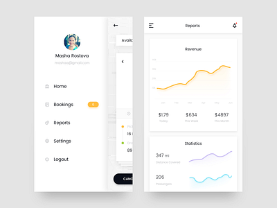 Hire Taxi Reports android app cab chart hire ios light menu minimal report slide taxi