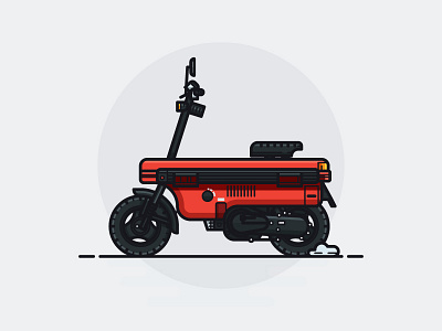 Motocompo bike illustration japan lineart outline red vector vehicle