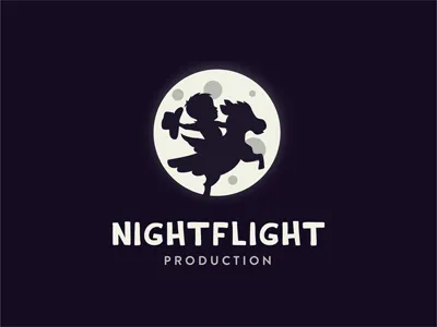 Nightflight boy fly imagination logo moon night