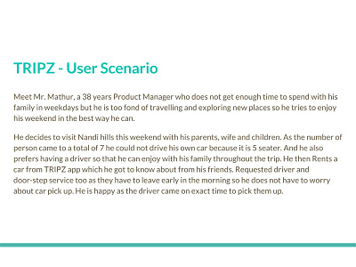 Tripz - User Scenario best car rent design mobile portfolio problem solution sketch user experience wireframe