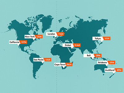 What Time Is It? illustration timezone work world map