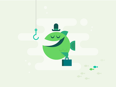 Business Fish animals business character children editorial fish green illustration sea vector