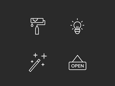 Worth Retail Icons bulb decorate icons light open outline paint retail shop wand white