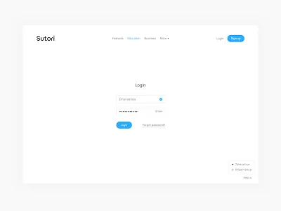 Sutori login system app application design login minimal register simple ui web