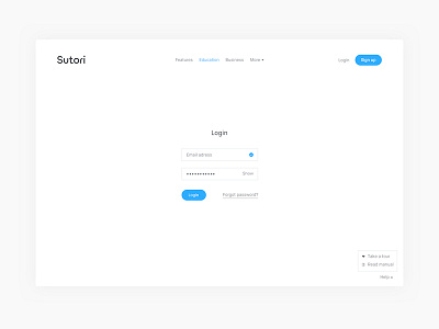 Sutori login system app application design login minimal register simple ui web