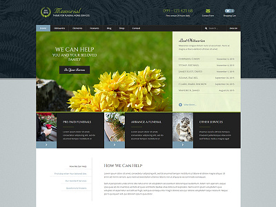 Memorial WordPress Theme easy funeral home memorial multilingual obituaries slider theme wordpress