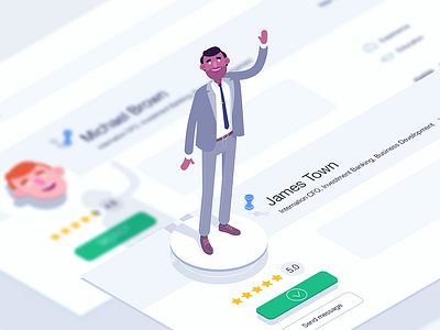 Hello! character customer interface isometric rboy rocketboy social media web