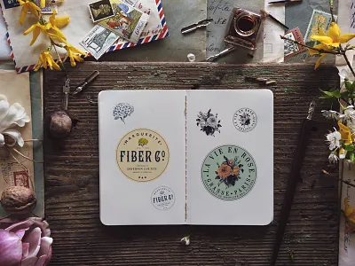 Vintage Templates editable flowers logo retro rose stamp templates vintage