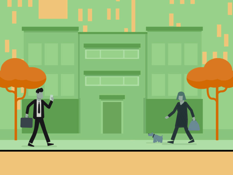 Walking in the city 2d animation illustration motion design
