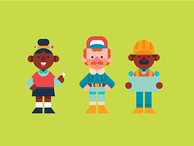 More li'l folks. character construction design flat teacher trucker vector