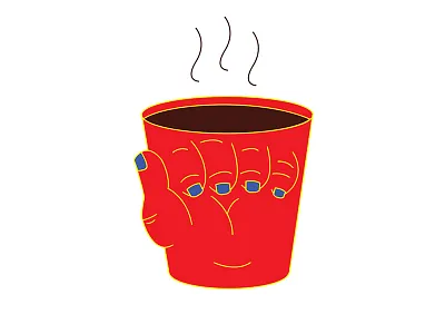 Coffee Hand blue coffee hand illustration red yellow