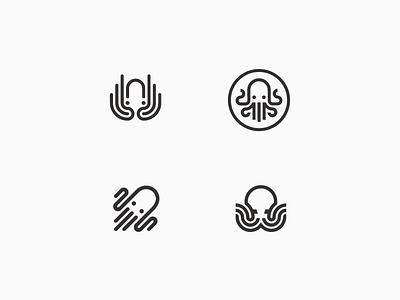 Octo animal icon line logo mark multitask octopus simple squid swim tentacle