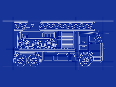 1-Truck Blueprint Illustration blueprint emergency fire illustration response simple truck vehicle