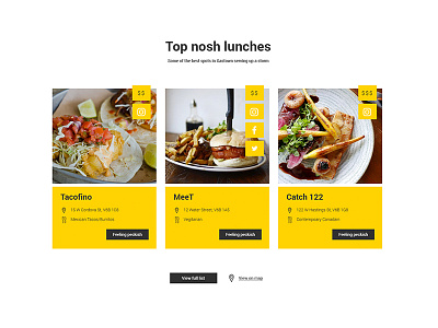 Featured food locations digital design food image social media ui user interface ux vancouver web web design yellow