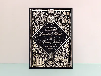 Danielle + Deane foil stamp save the date wedding design wedding stationery