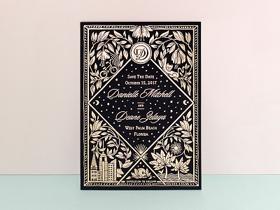 Danielle + Deane foil stamp save the date wedding design wedding stationery