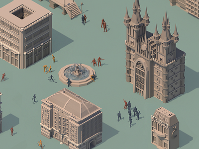 historic centre 3d architecture c4d cinema4d low poly lowpoly polygon