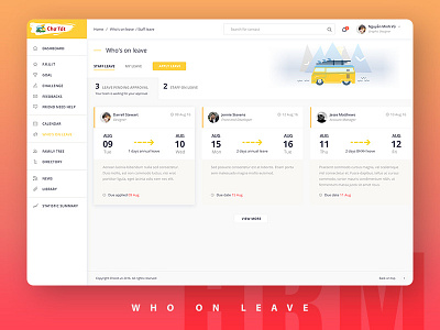 HR Manager - Who on leave app clean company design hr leave manager ui ux web website