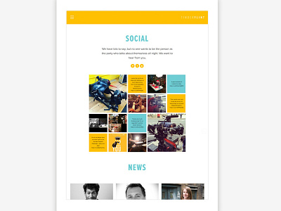 Tinderflint Social Page blue grid large layout media simple social tinderflint unusual video website yellow