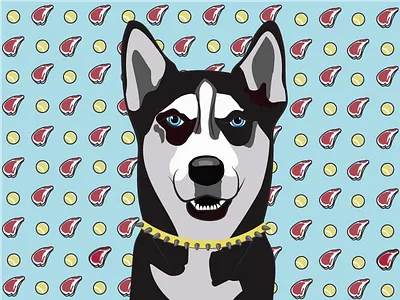 Scar dog dog portrait husky illustration illustrator vector