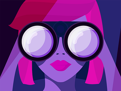 She's got the look 80s binoculars illustration retro retrowave synthwave woman