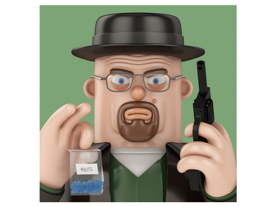 Heisenberg 3d 3d cartoon 3d illustration breaking bad cartoon heisenberg john nobrand walter white