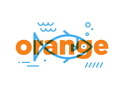 Orange goldfish illustration orange overlay typography vector