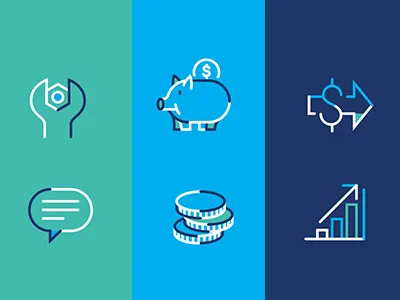 App Icons allowance app application coins graph icon line message bubble piggy bank product design user interface wrench