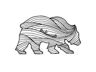 Paddle Bear adventure bear canoe colorado grit handdrawn illustration ink kayak paddle river wilderness
