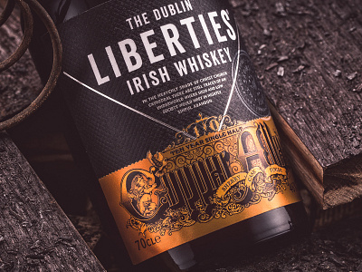 Copper Alley bottle 10 year single malt cherub design dublin hair hand drawn illustration irish typography whiskey wings