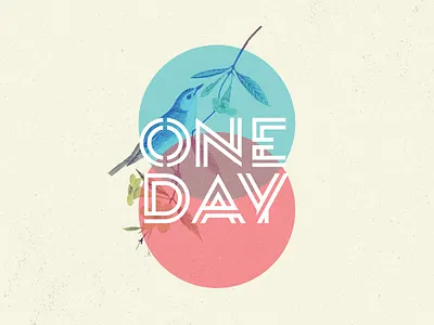one day bird circle collage flower graphic one day typography