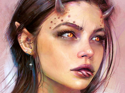 Succubus - Portrait Study devil digital art face painting portrait art portraiture succubus