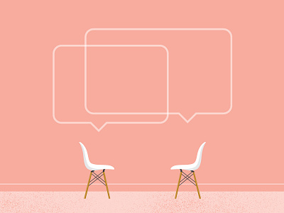 Conversations chairs eames illustration midcentury speak speech bubble talking